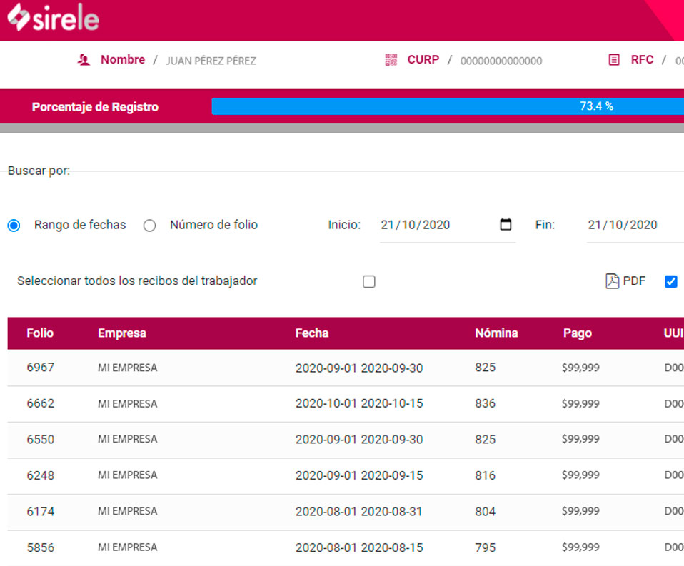 Sirele distribución de recibos electrónicos de nómina